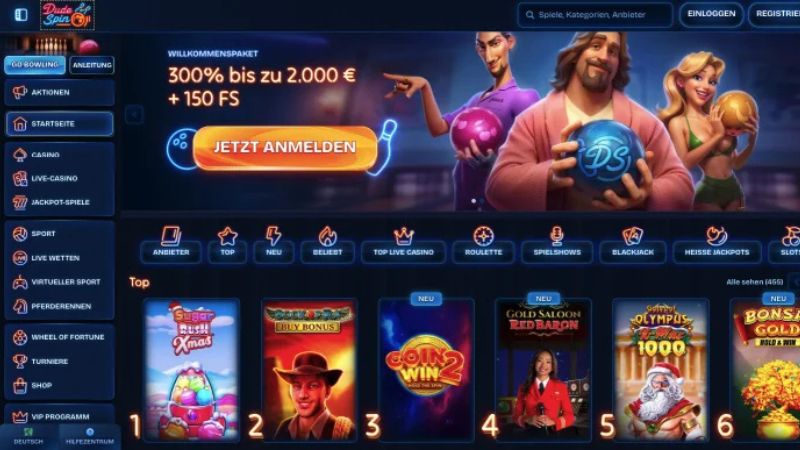 DudeSpin Casino Screenshot Bewertung